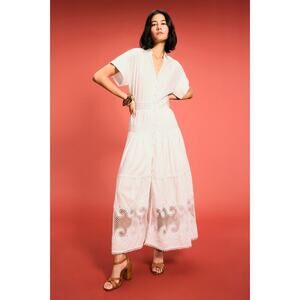 Maje Embroidered Ruffled Maxi Dress